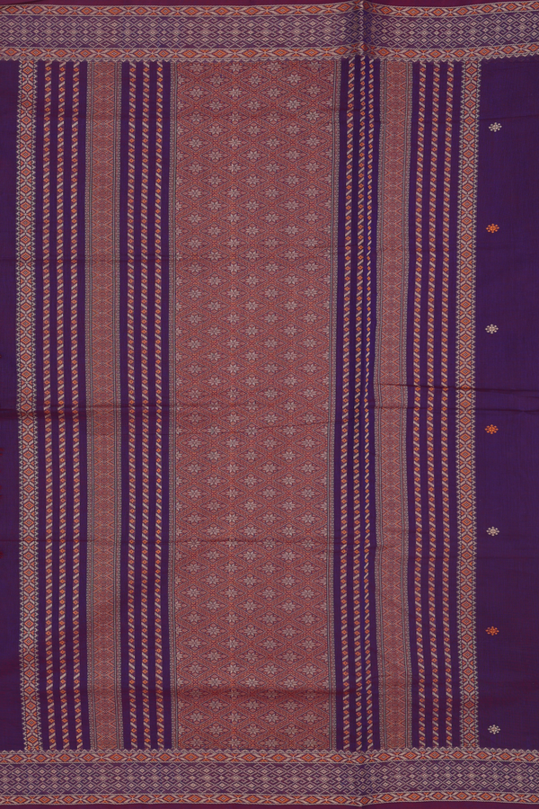 Coimbatore Cotton Saree In Purple With Threadwork Buttas