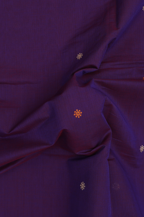 Coimbatore Cotton Saree In Purple With Threadwork Buttas