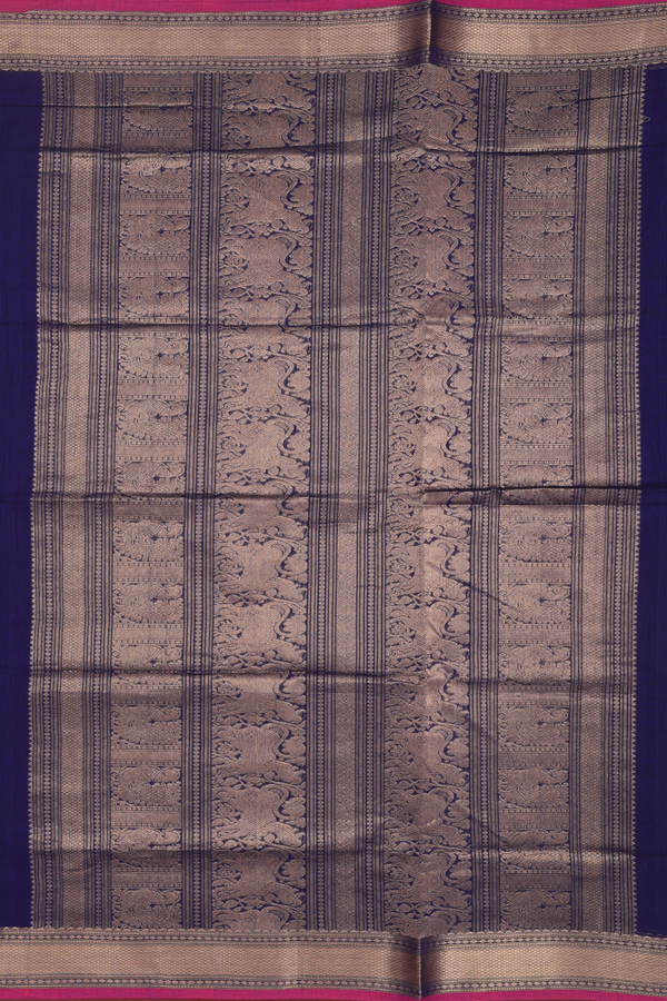 Coimbatore Cotton Saree In Royal Blue With Peacock Buttas