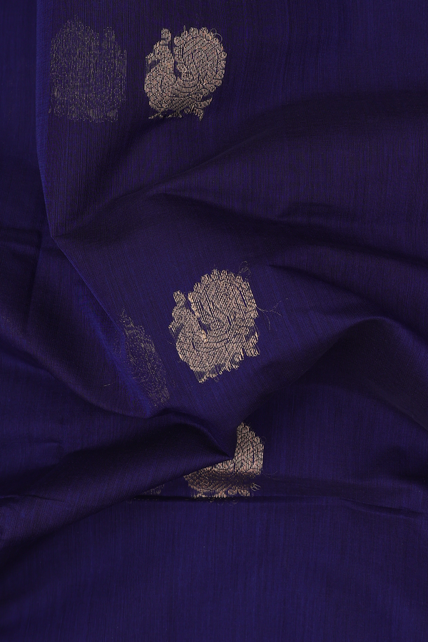 Coimbatore Cotton Saree In Royal Blue With Peacock Buttas