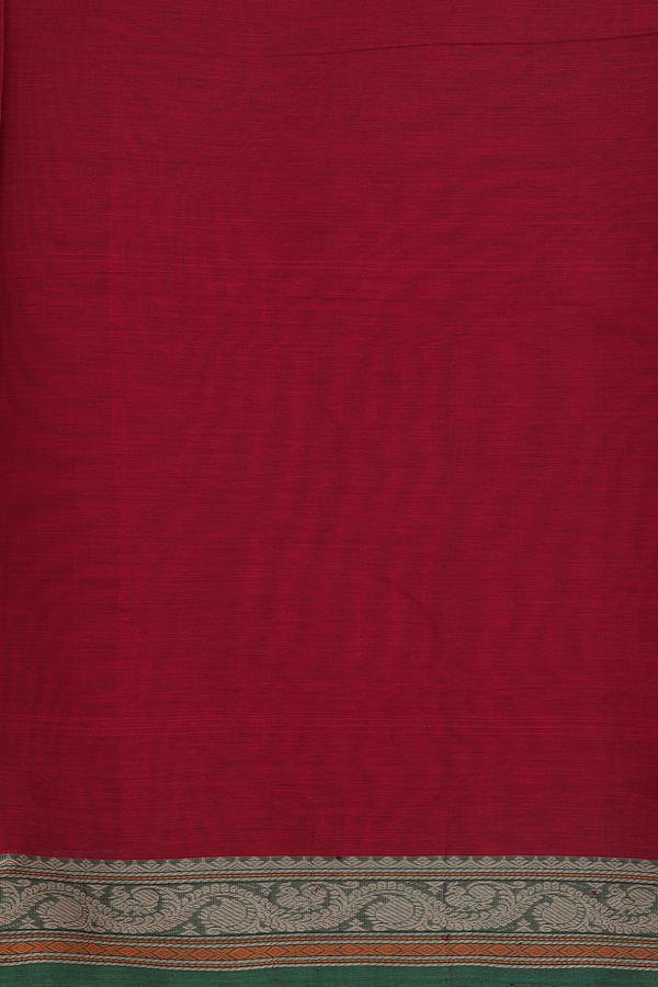 Coimbatore Cotton Saree In Berry Red With Checks Design