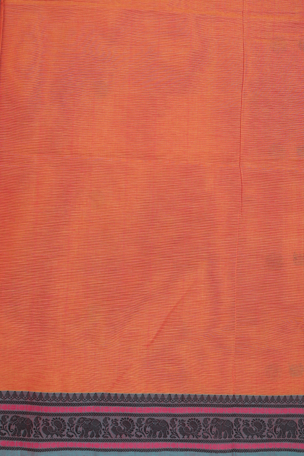 Coimbatore Cotton Saree In Orange With Elephant Buttas