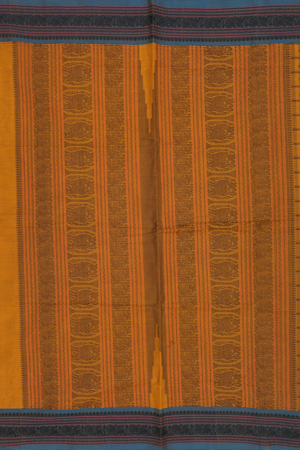 Coimbatore Cotton Saree In Mustard Orange With Checks Design