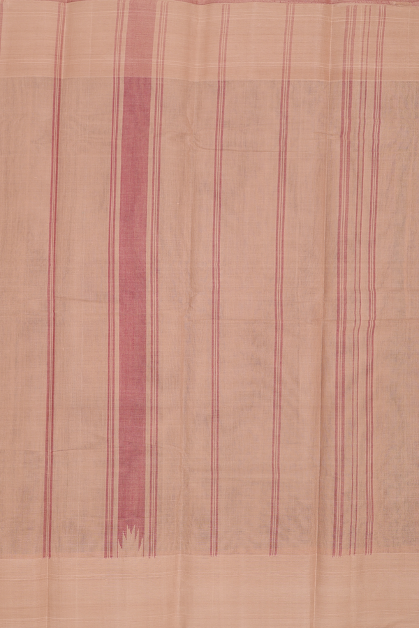Kanchi Cotton Saree In Dark Burgundy With Contrast Border