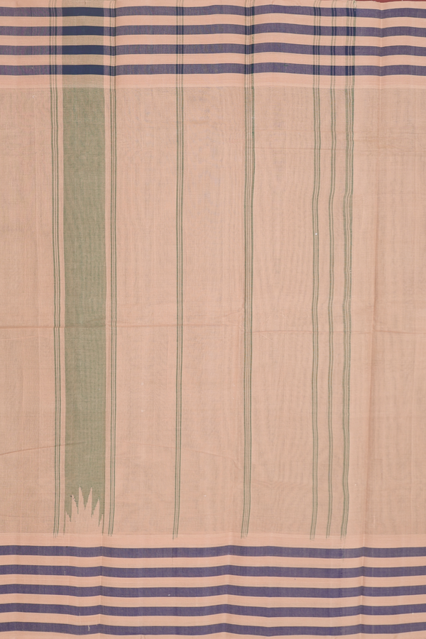 Chettinadu Cotton Saree In Forest Green With Checks Border