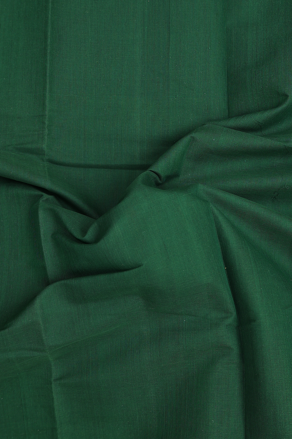 Chettinadu Cotton Saree In Forest Green With Checks Border