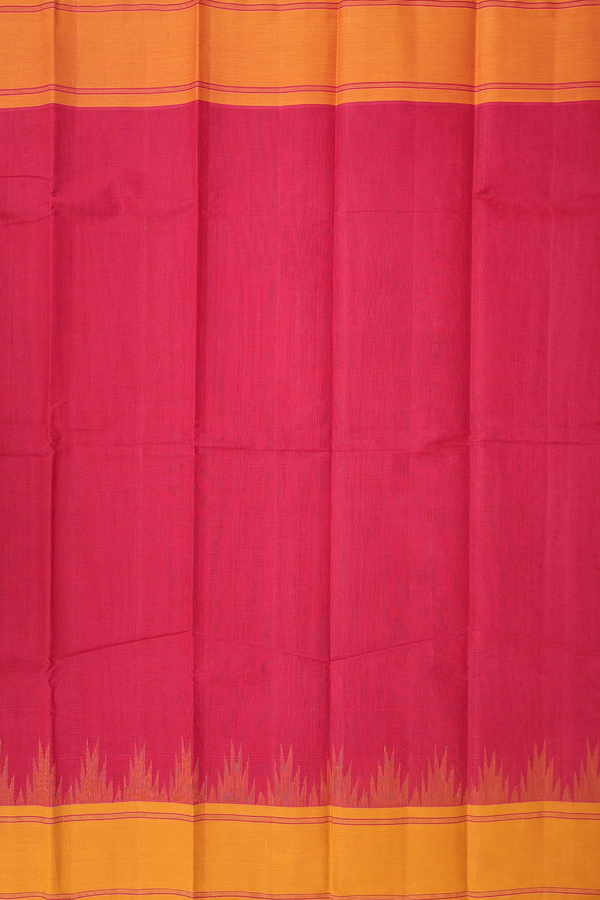 Kanchi Cotton Saree In Crimson Red With Contrast Border