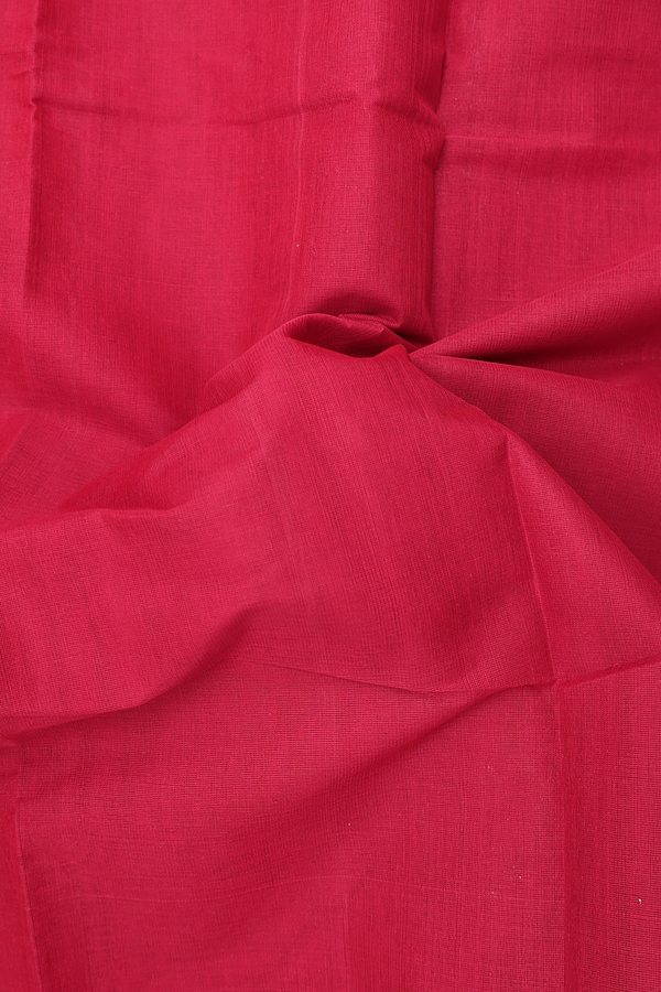 Kanchi Cotton Saree In Crimson Red With Contrast Border