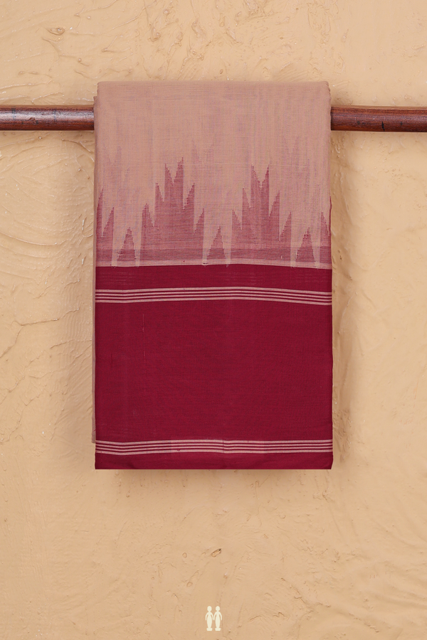 Kanchi Cotton Saree In Brown With Contrast Border