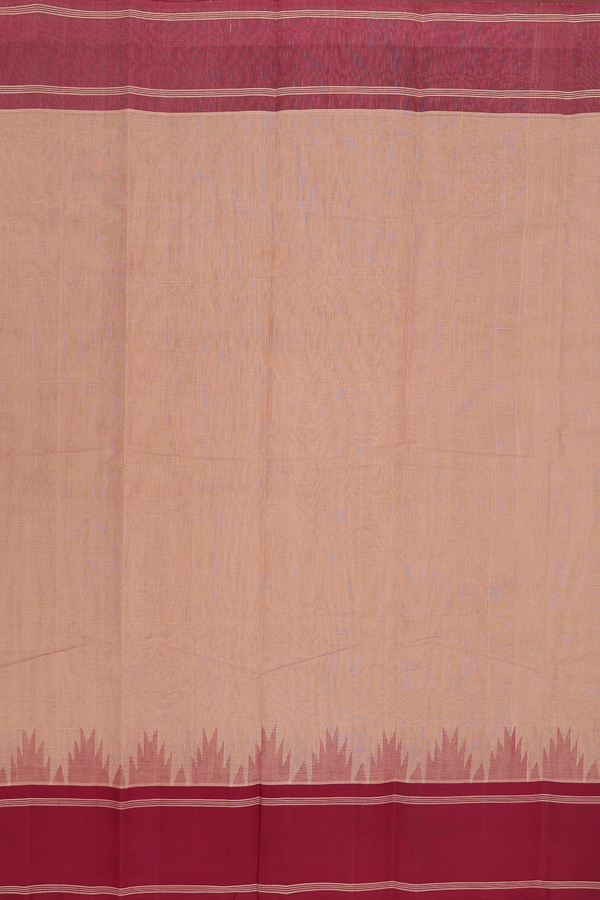Kanchi Cotton Saree In Brown With Contrast Border