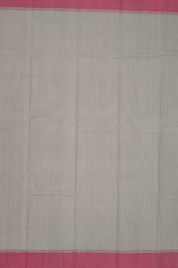 Chettinadu Cotton Saree In Greenish Grey With Contrast Border