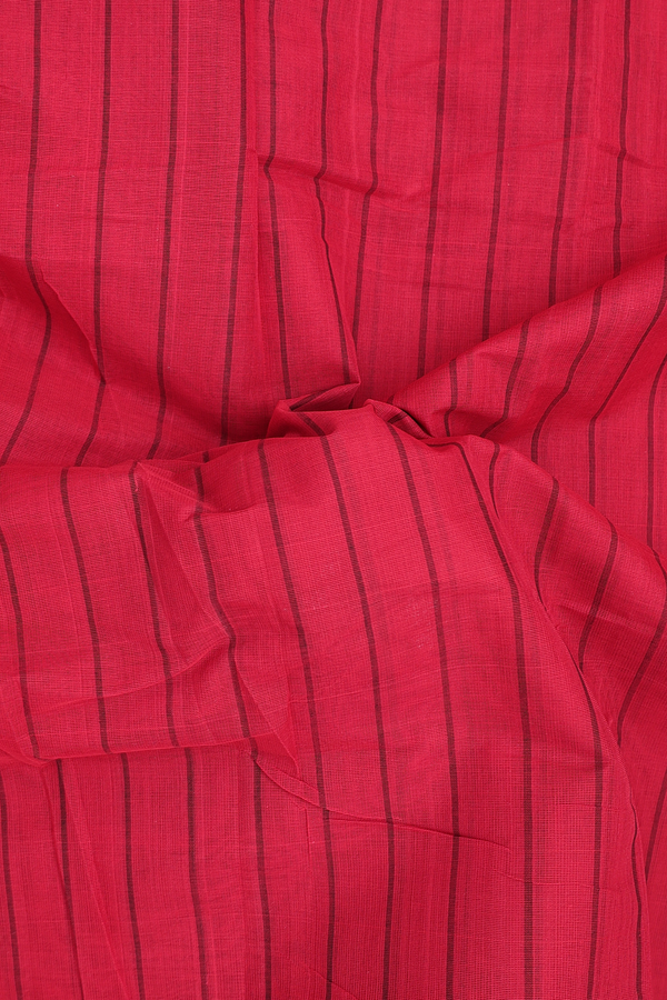Chettinadu Cotton Saree In Red With Stripes Design