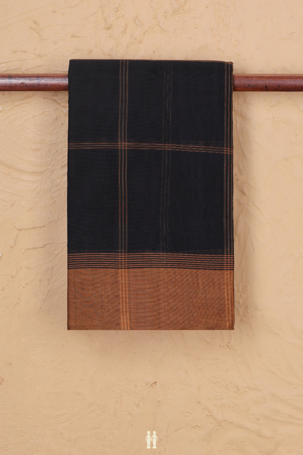 Chettinadu Cotton Saree In Black With Checks Design