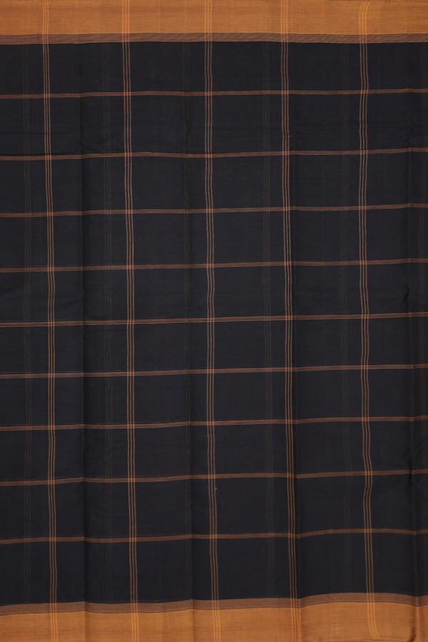 Chettinadu Cotton Saree In Black With Checks Design