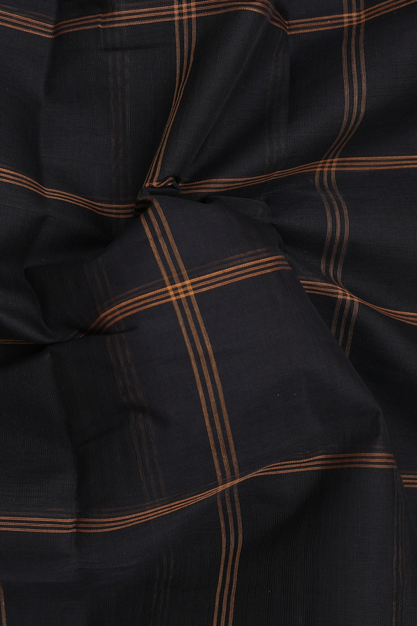 Chettinadu Cotton Saree In Black With Checks Design