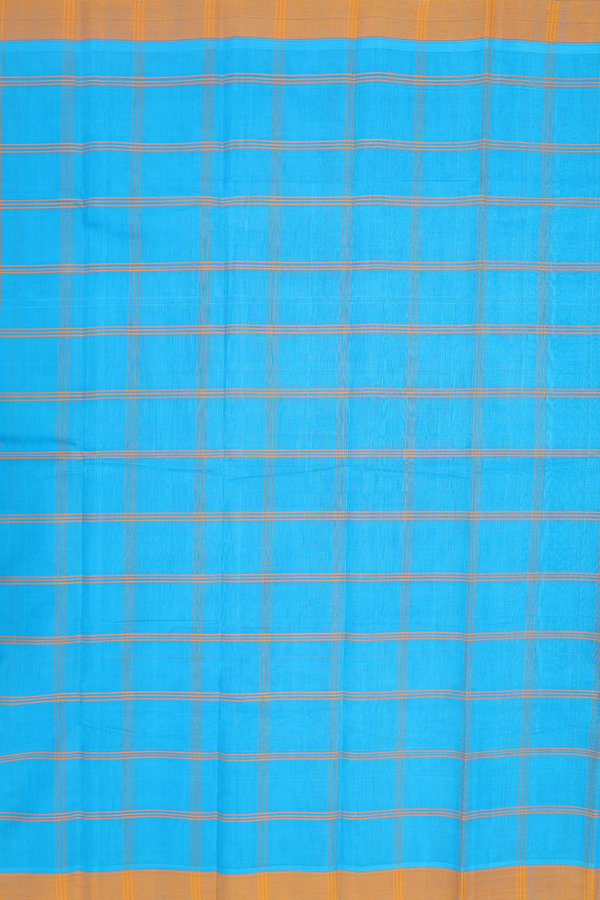 Chettinadu Cotton Saree In Blue With Checks Design