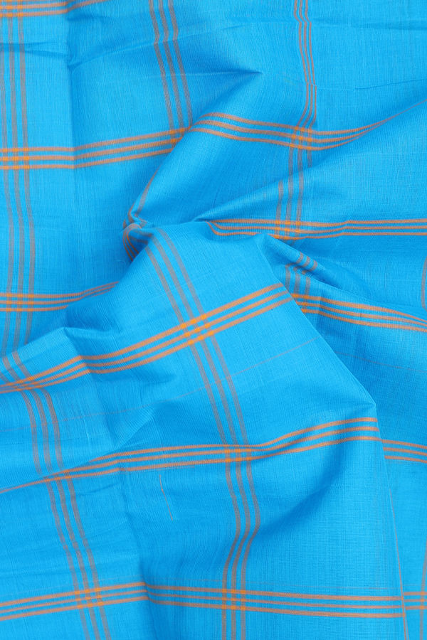 Chettinadu Cotton Saree In Blue With Checks Design