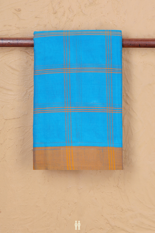 Chettinadu Cotton Saree In Blue With Checks Design