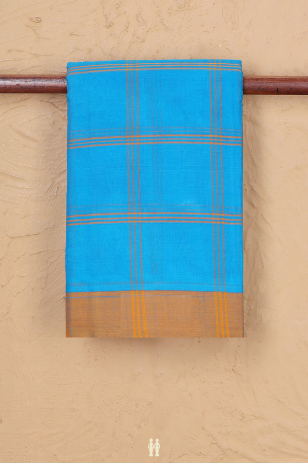Chettinadu Cotton Saree In Blue With Checks Design