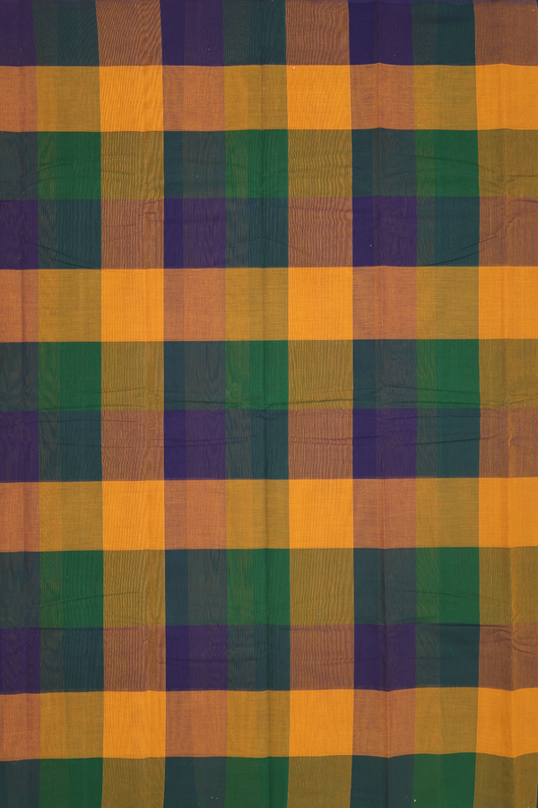 Chettinadu Cotton Saree In Multicolor With Checks Design