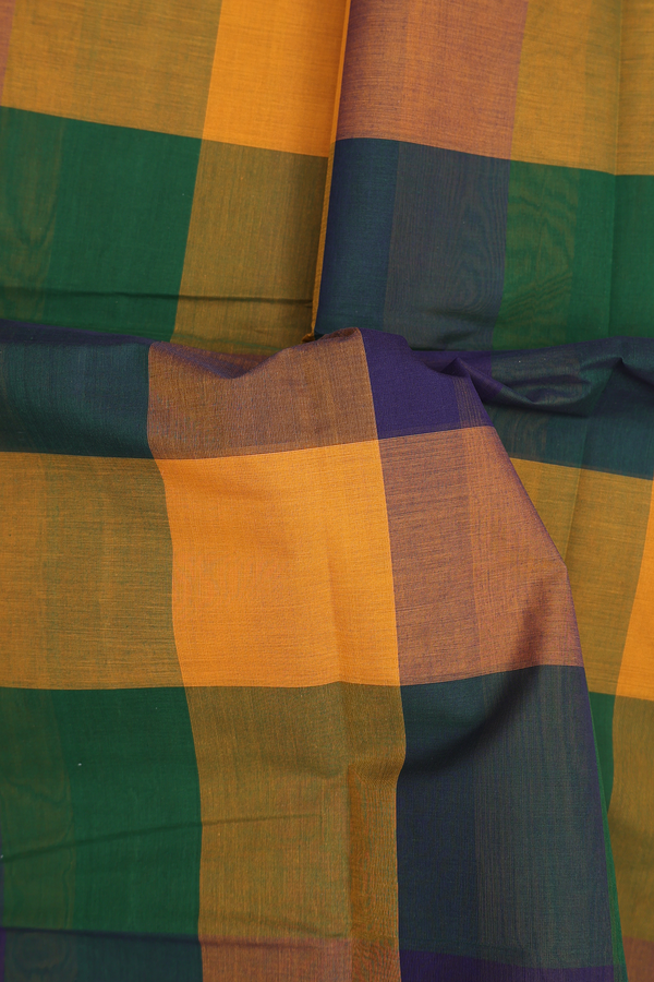 Chettinadu Cotton Saree In Multicolor With Checks Design