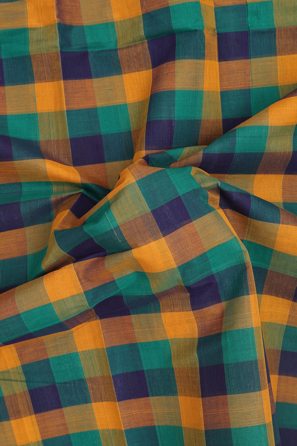 Chettinadu Cotton Saree In Multicolor With Checks Design