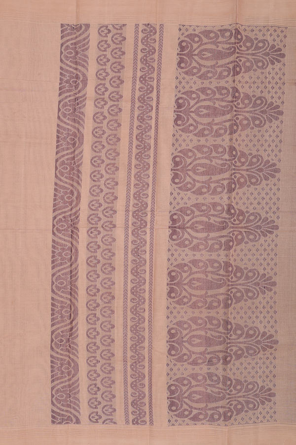 Kanchi Cotton Saree In Deep Purple With Floral Buttas