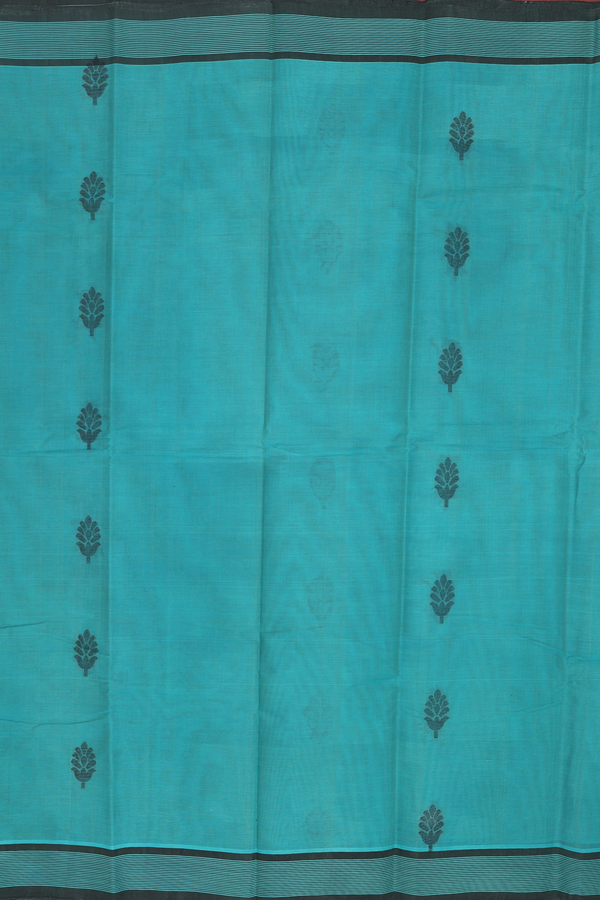 Kanchi Cotton Saree In Teal Blue With Floral Buttas