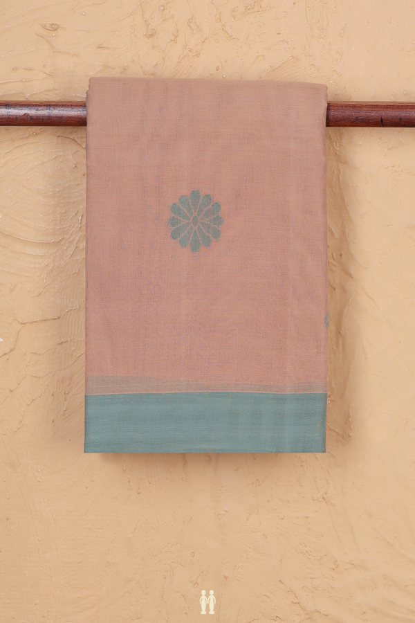 Kanchi Cotton Saree In Light Brown With Floral Buttas