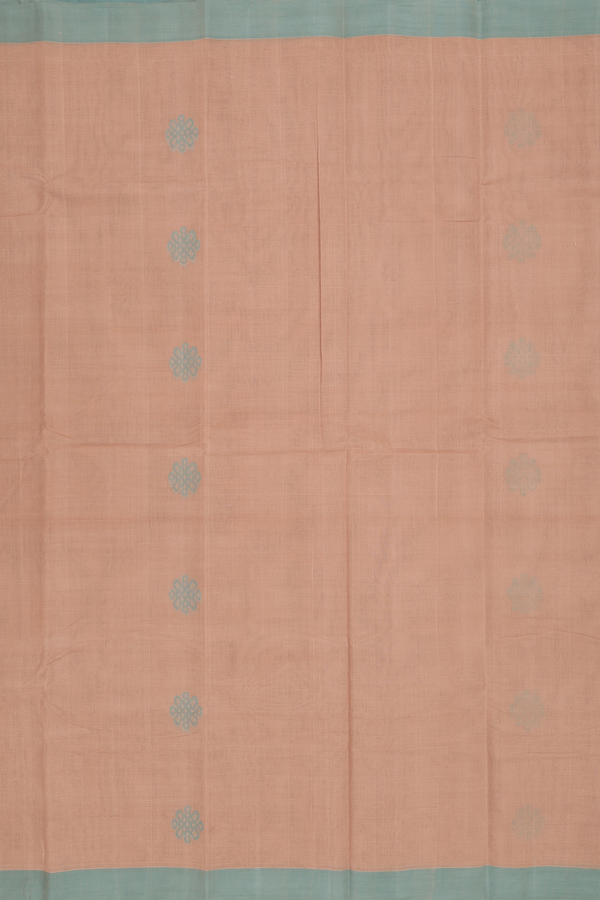 Kanchi Cotton Saree In Light Brown With Floral Buttas