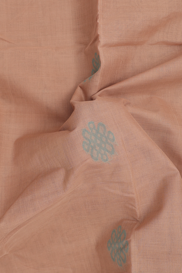 Kanchi Cotton Saree In Light Brown With Floral Buttas
