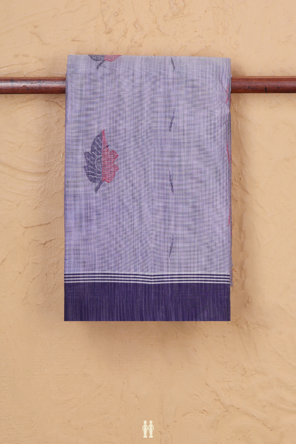Kanchi Cotton Saree In Light Purple With Leaf Buttas