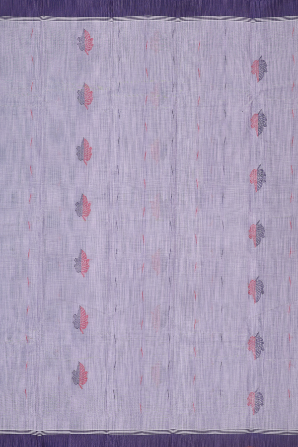 Kanchi Cotton Saree In Light Purple With Leaf Buttas