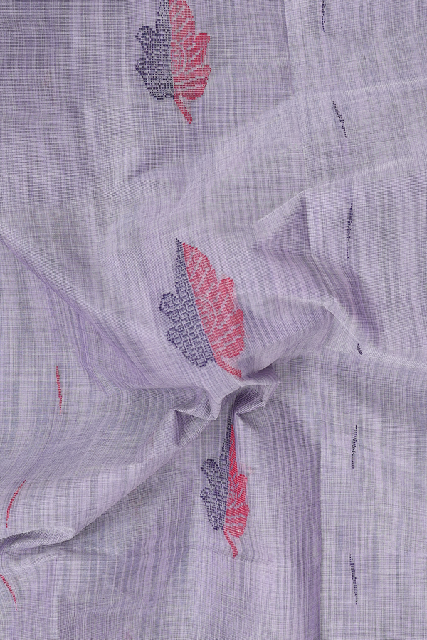 Kanchi Cotton Saree In Light Purple With Leaf Buttas