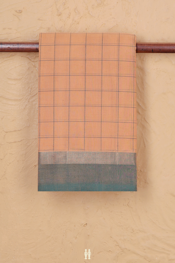 Chettinadu Cotton Saree In Orange With Checks Design