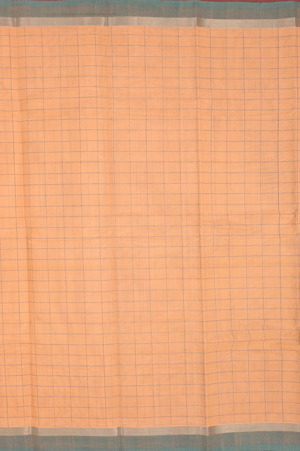 Chettinadu Cotton Saree In Orange With Checks Design
