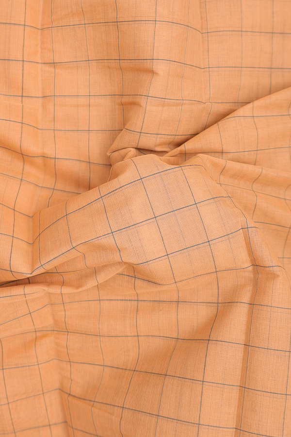 Chettinadu Cotton Saree In Orange With Checks Design