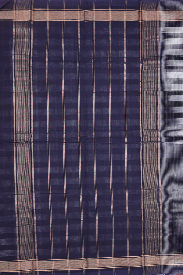 Chettinadu Cotton Saree In Blue And White With Checks Design