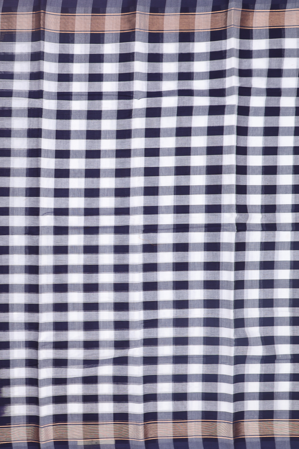 Chettinadu Cotton Saree In Blue And White With Checks Design