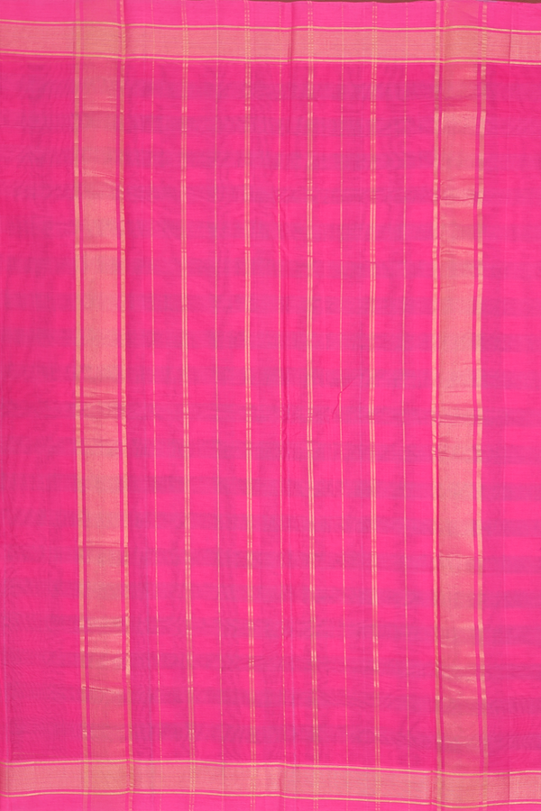 Chettinadu Cotton Saree In Pink And Green With Checks Design