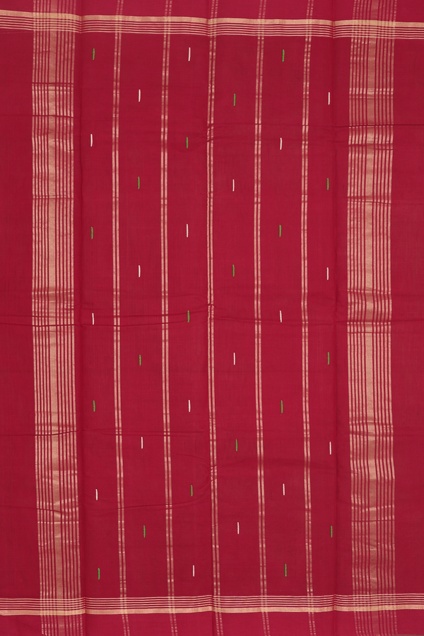Kanchi Cotton Saree In Light Brown With Threadwork Buttas