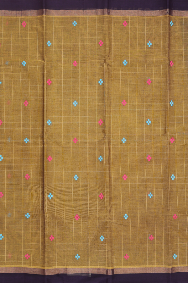 Chettinadu Cotton Saree In Mehendi Green With Checks Design