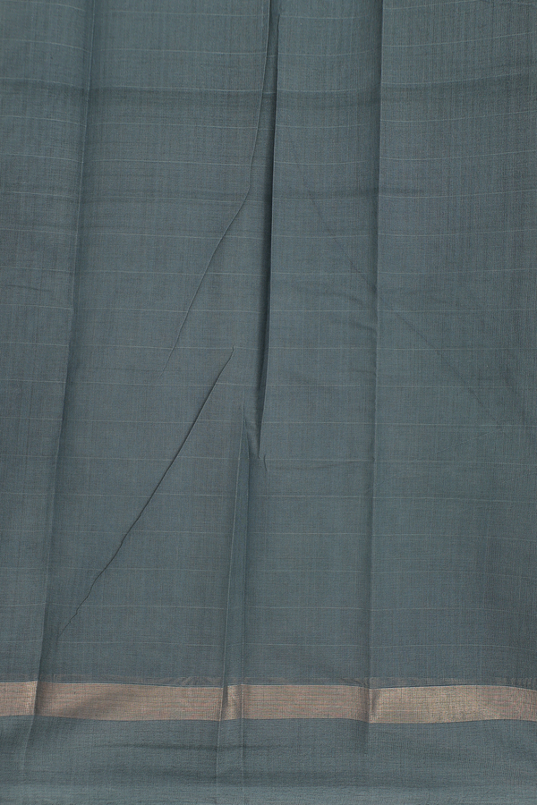 Kanchi Cotton Saree In Sage Green Along Checks With Buttas
