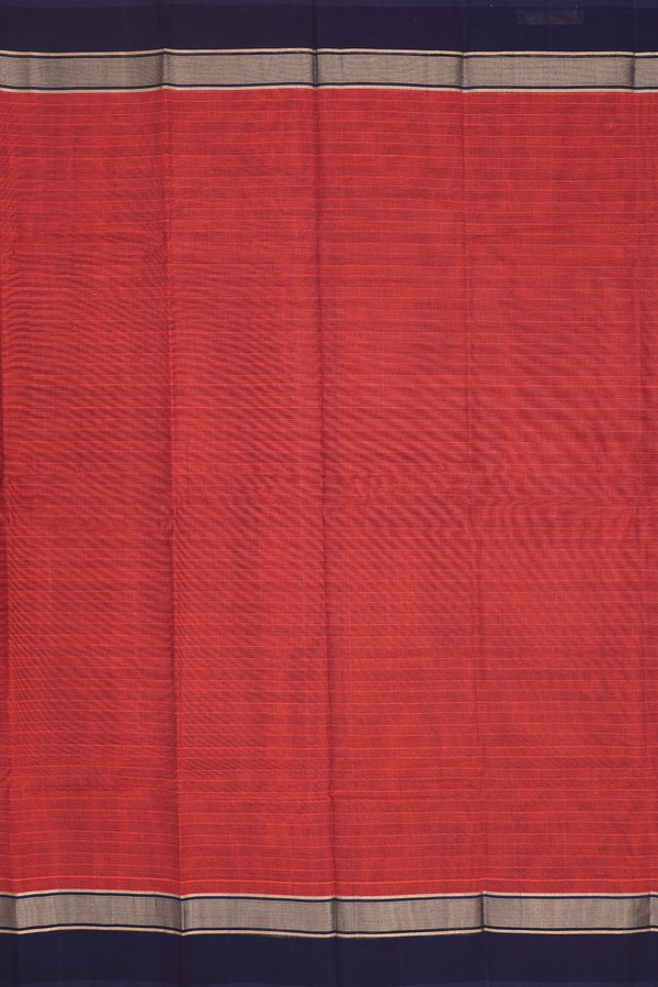 Chettinadu Cotton Saree In Red With Self Stripes Design