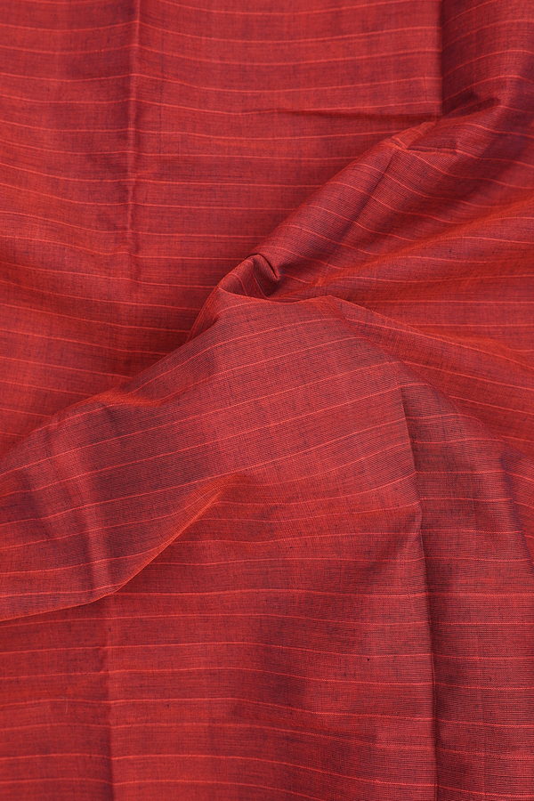 Chettinadu Cotton Saree In Red With Self Stripes Design