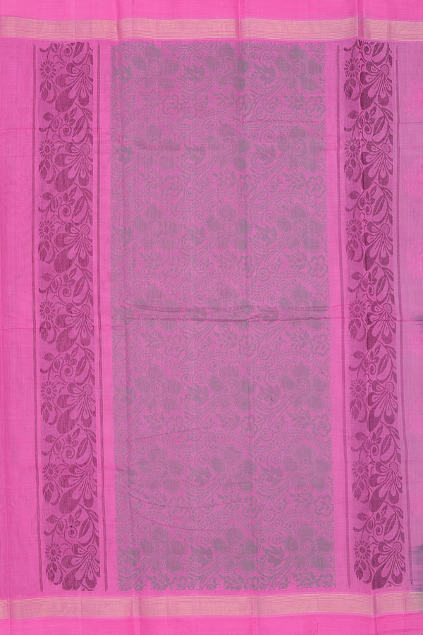Kanchi Cotton Saree In Dusty Green With Threadwork Motifs