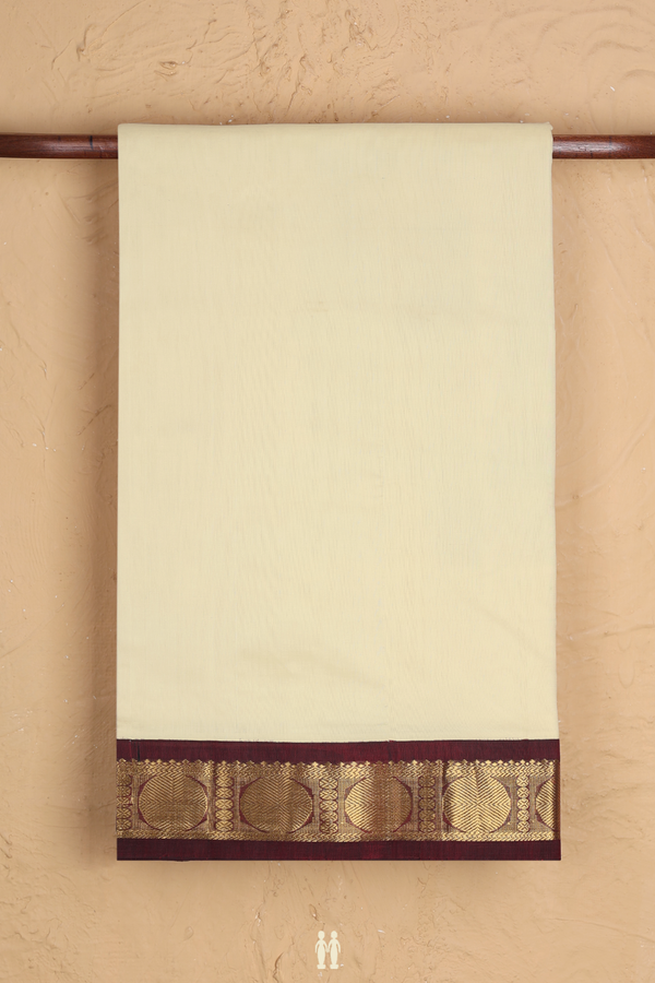 Silk Cotton Saree In Cream Color With Contrast Border