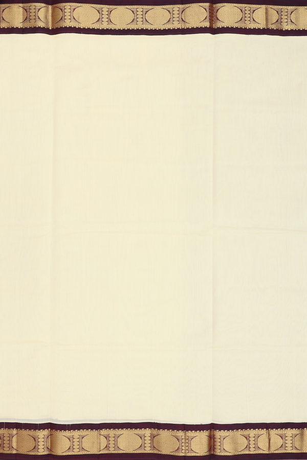 Silk Cotton Saree In Cream Color With Contrast Border