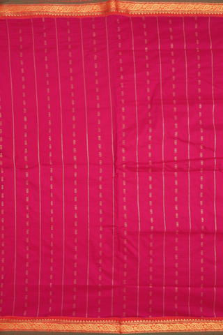 Zari Striped Design Rose Red Kalyani Cotton Saree