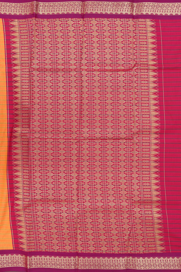Apoorva Cotton Saree In Royal Orange With Stripes Design